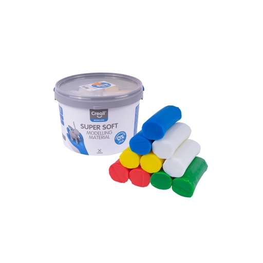 [113117] Supersoft Knete 1750g Kübel (Rot, Grün, Blau, Gelb, Weiß)