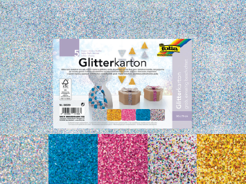 [113066] Glitterkarton 50x70cm - 5 Bögen sortiert
